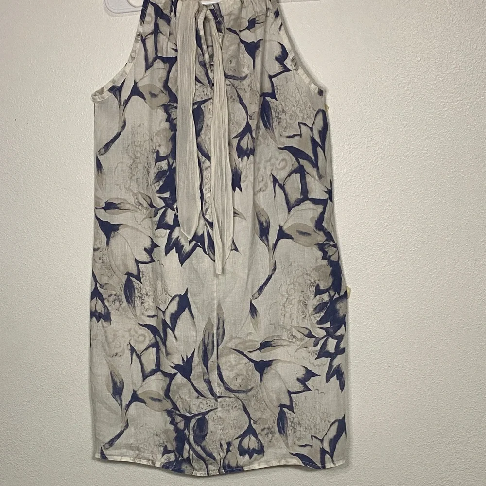 Bellambia madre in Italy Elegant Blue and White Floral Midi Dress Size L